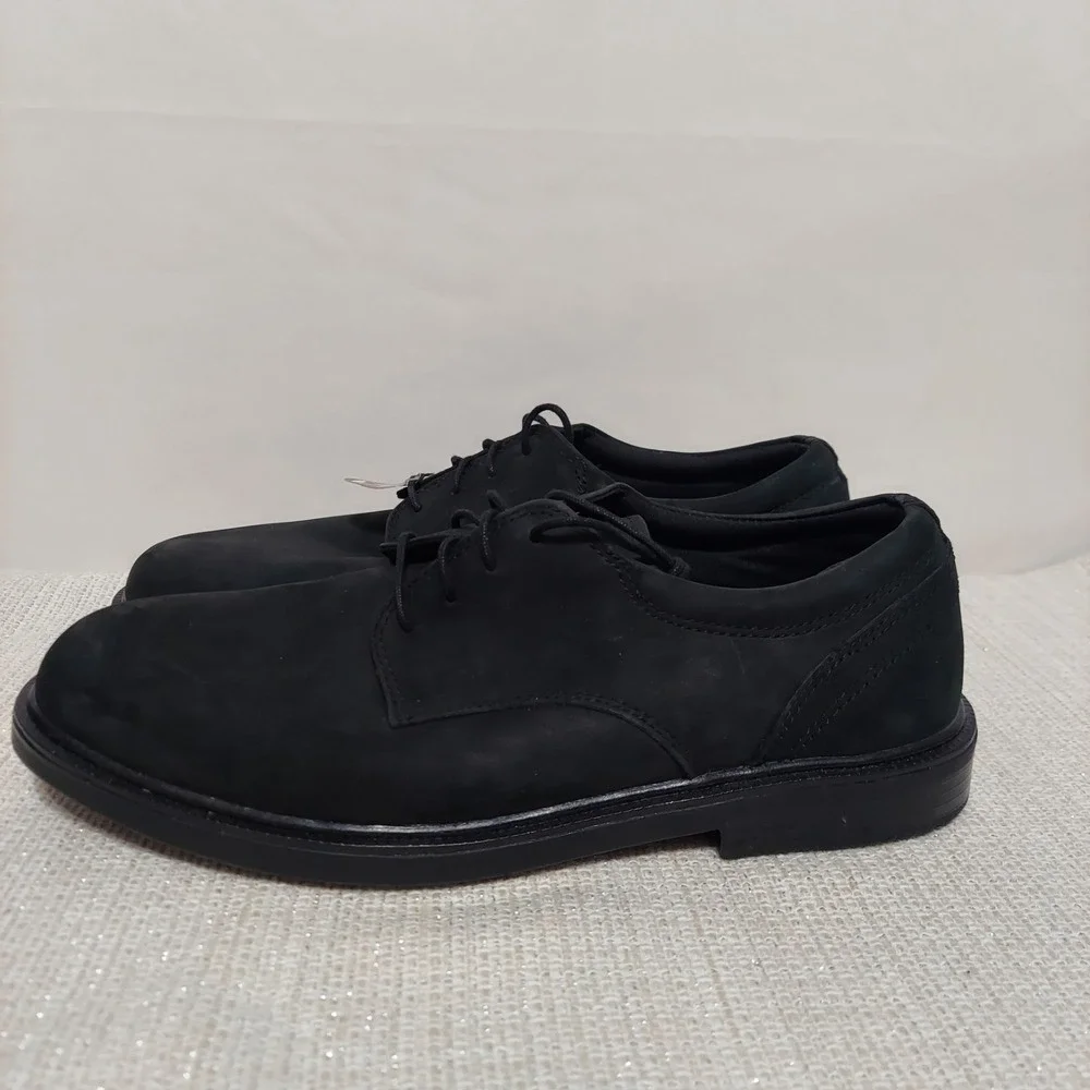 Nunn‎ Bush Mens 84153-006 Black Leather Slip Resistant Oxford Shoes 10W Wide